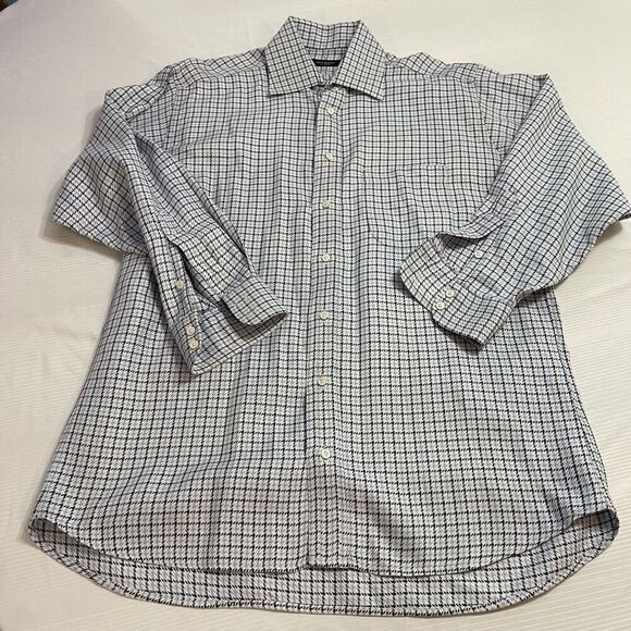 Burberry London Blue Plaid Button Up Shirt Size 16L - Picture 1 of 9
